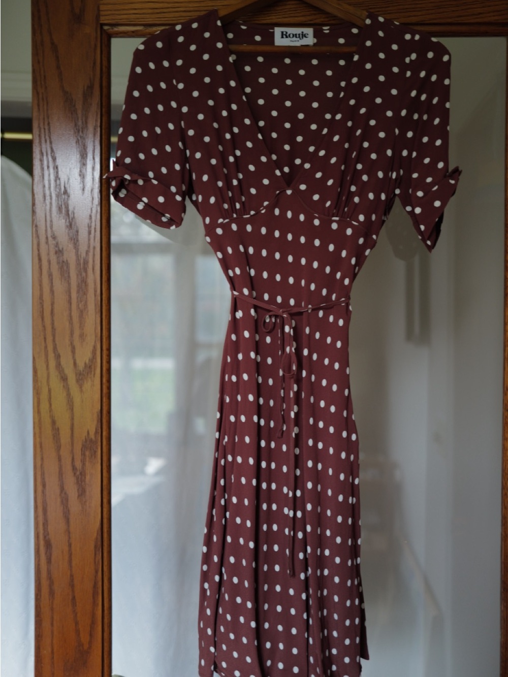 Rouje Chocolate Brown Polka Dot Wrap Dress